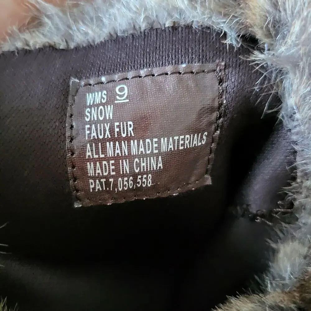 Report Snow Women's Boots Suede Faux Fur Brown Fold Over Convertible Boot Size 9